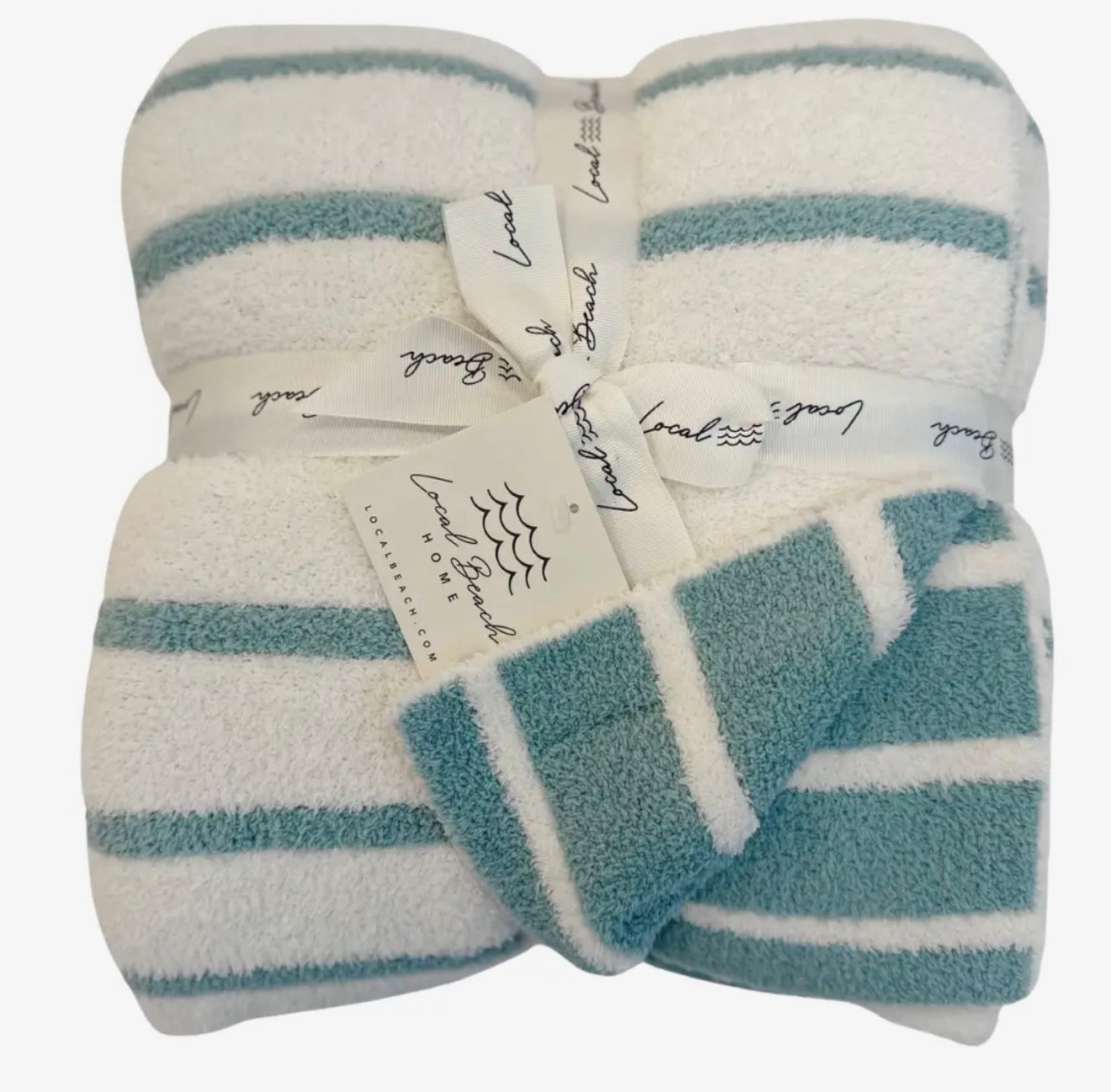 Striped Luxe Home Blanket Lagoon Blue