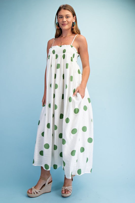 Green Polka Dot Maxi Dress