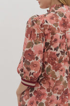 Wine Fall Floral Dress SHIPS OR PICKUP FROM COCO 10/6/25