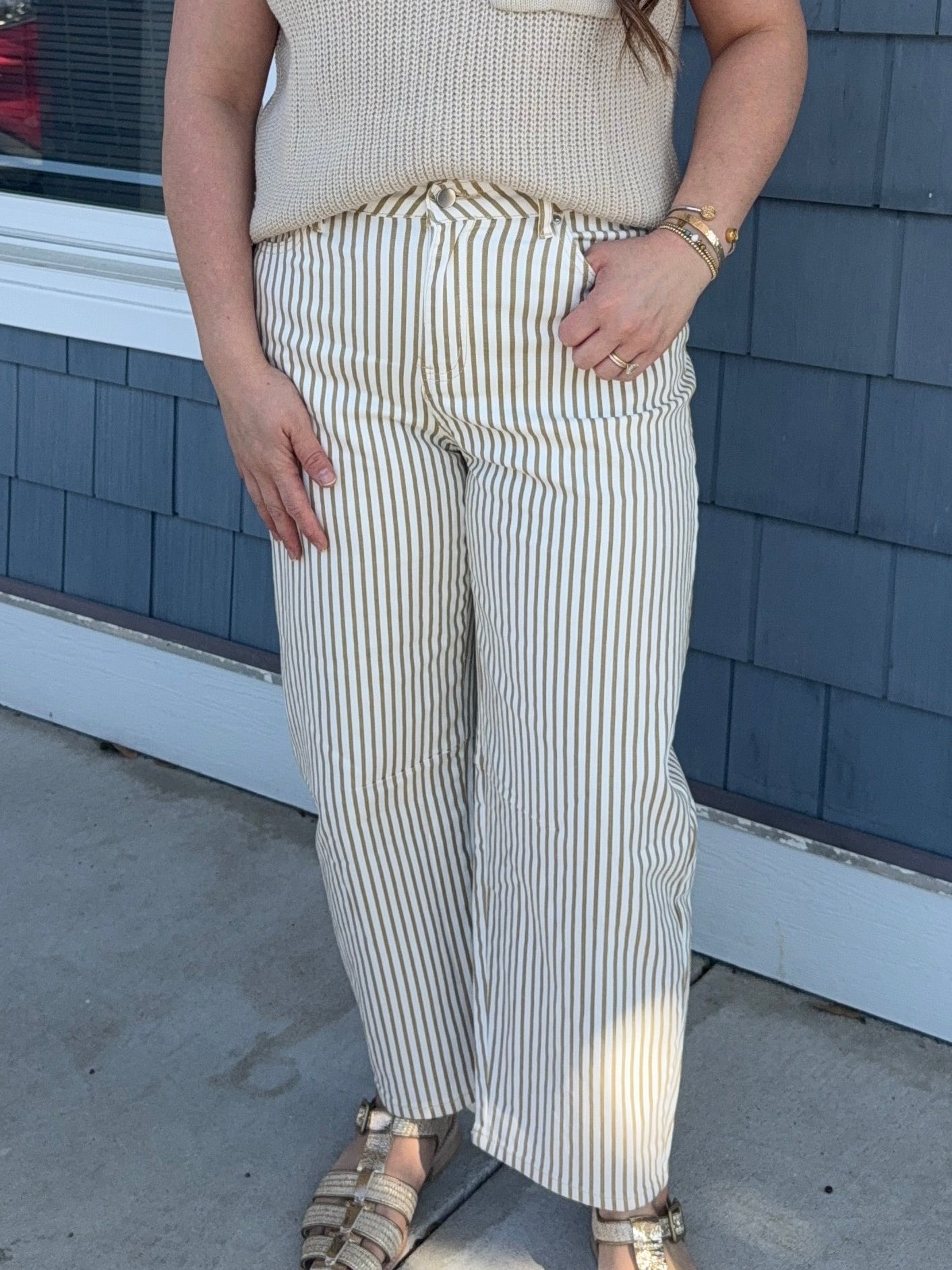Khaki Stripe Casual Pants