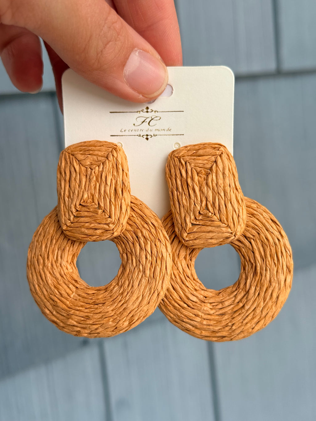 Wrapped Raffia Circle Dangle Earrings