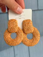 Wrapped Raffia Circle Dangle Earrings