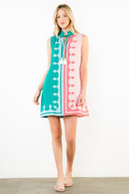Preorder: Ruffle neck Tassel Color Block Dress THML