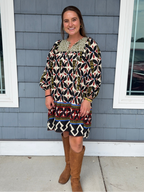Geometric Floral Boho Mini Dress