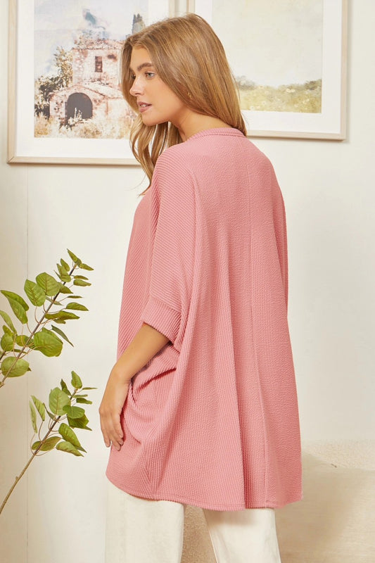 Dust Mauve Oversized Knit Top