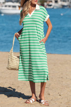 Green Stripe Midi Dress
