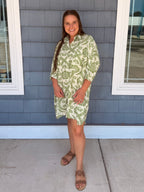 Green Oversized Button Down Shirt Dress