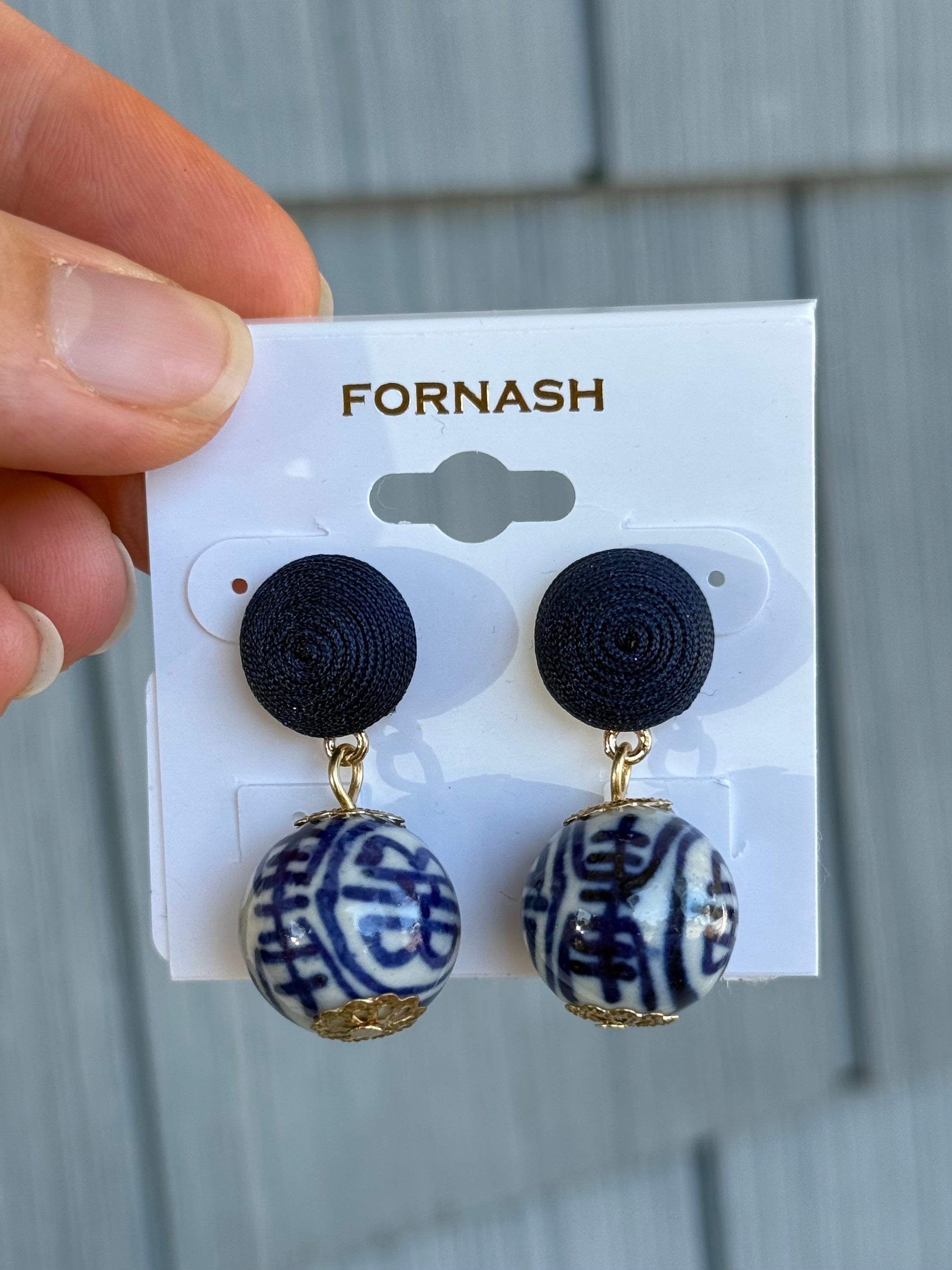 China Blue Thread Earrings