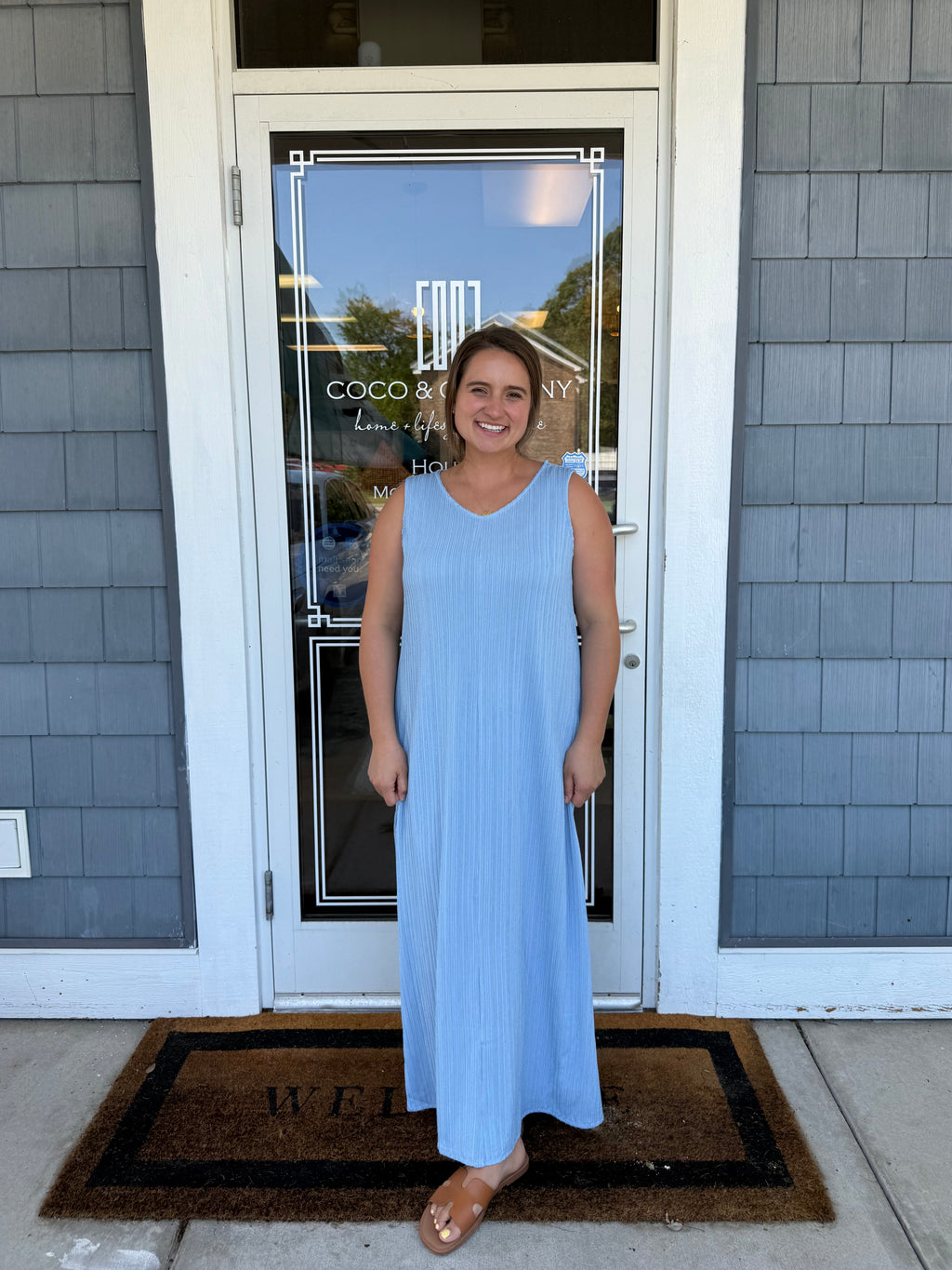 Ocean Blue Textured Maxi Dress
