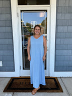 Ocean Blue Textured Maxi Dress