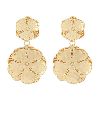 Hammered Two Flower Earrings