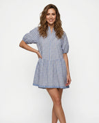 Sky Blue Gingham Button Down Ric Rac Dress
