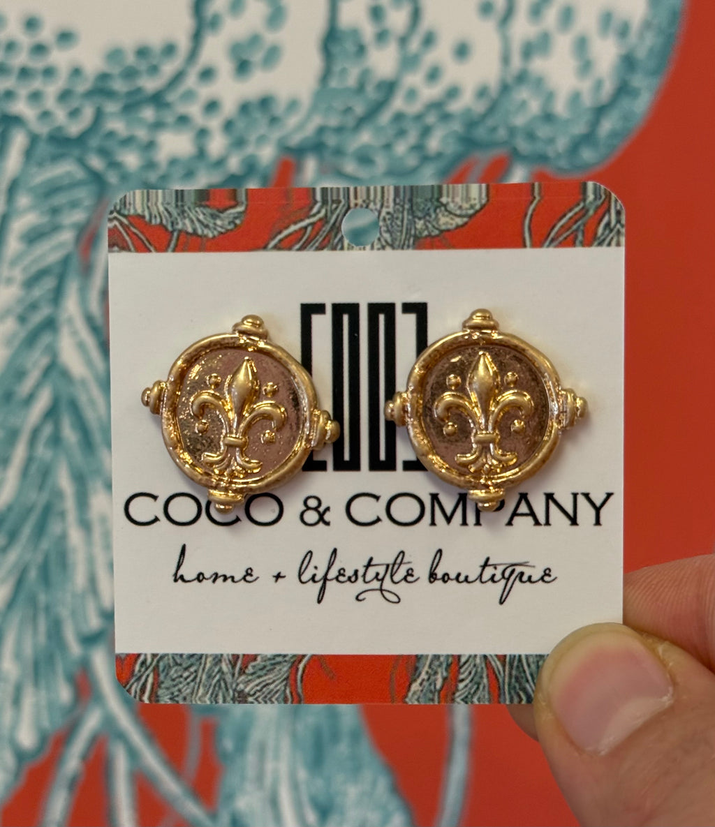Fleur De Lis Stud Earrings
