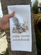 Happy Easter Ocean Isle Beach Waffle Kitchen Towel