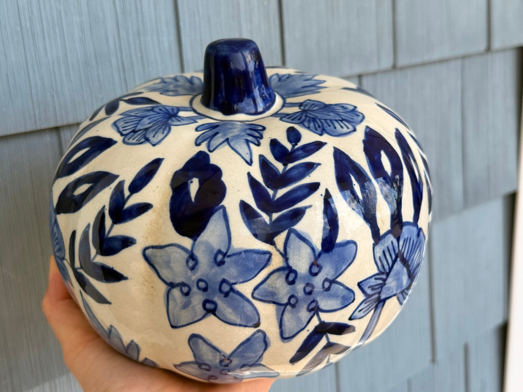Blue & White Glass Pumpkins