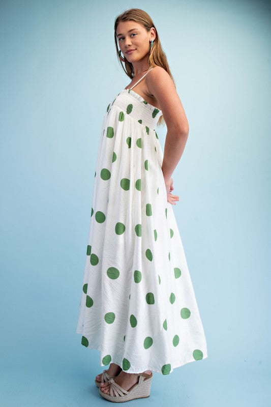 Green Polka Dot Maxi Dress