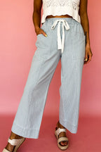 Blue Stripe Drawstring Jeans