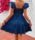 Navy Ruffle Hem Dress