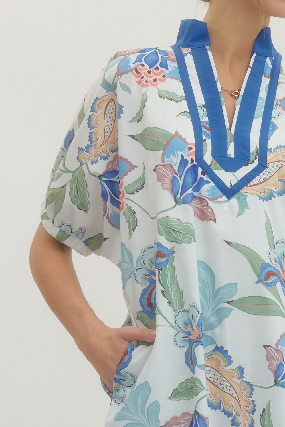 Blue Floral Print Mini Dress: SHIPS OR PICKUP FROM COCO 3/16/26