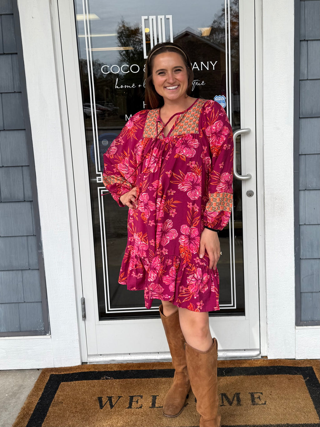 Hibiscus & Vine Merlot Mix Dress