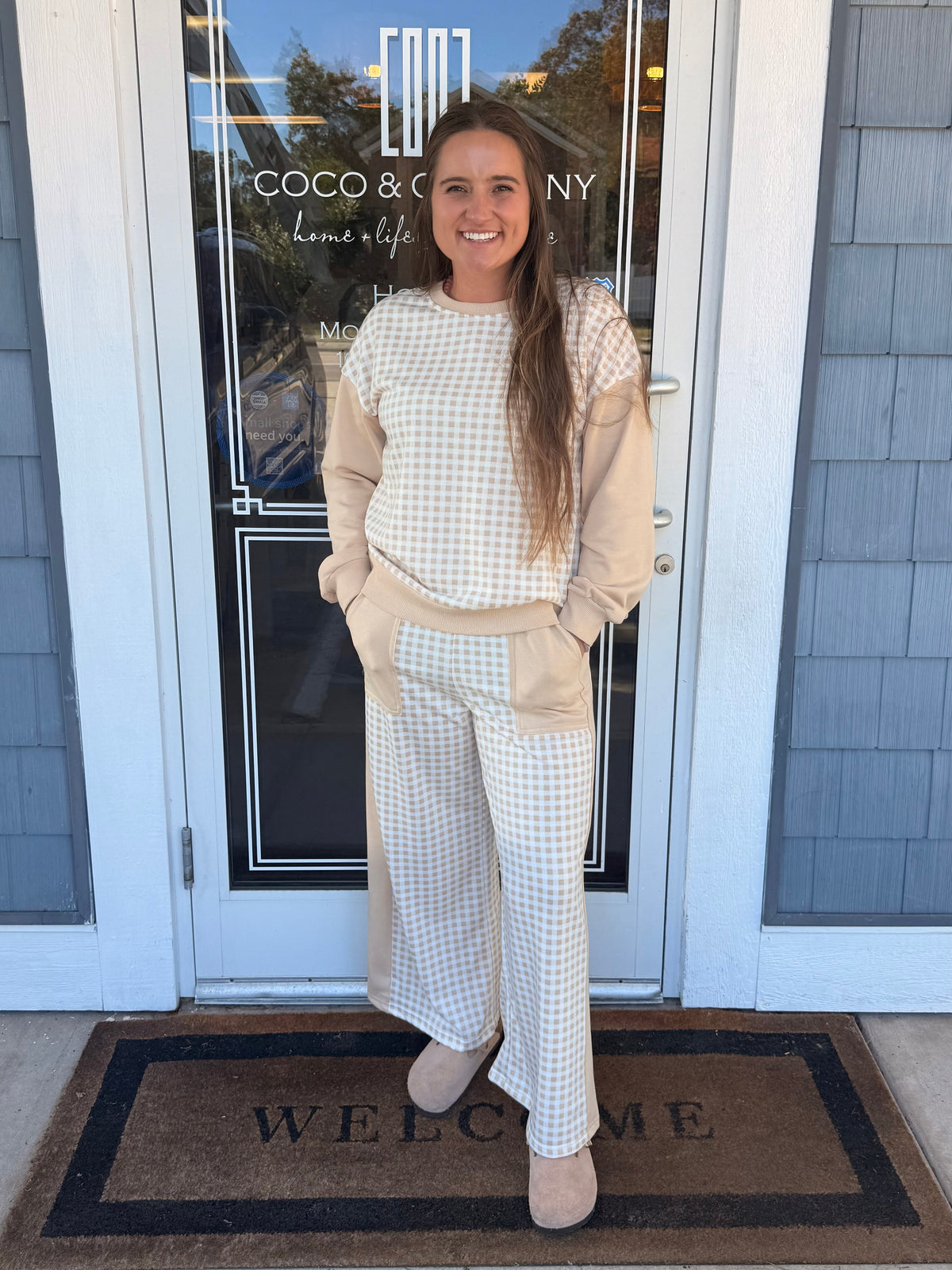 Checkered Wide Leg Pant Set