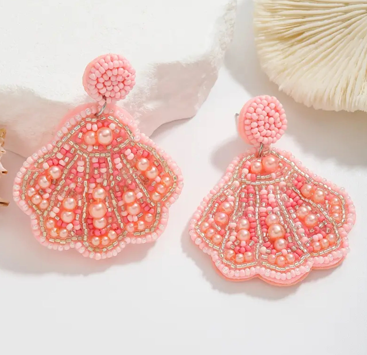 Beaded Shell Earrings