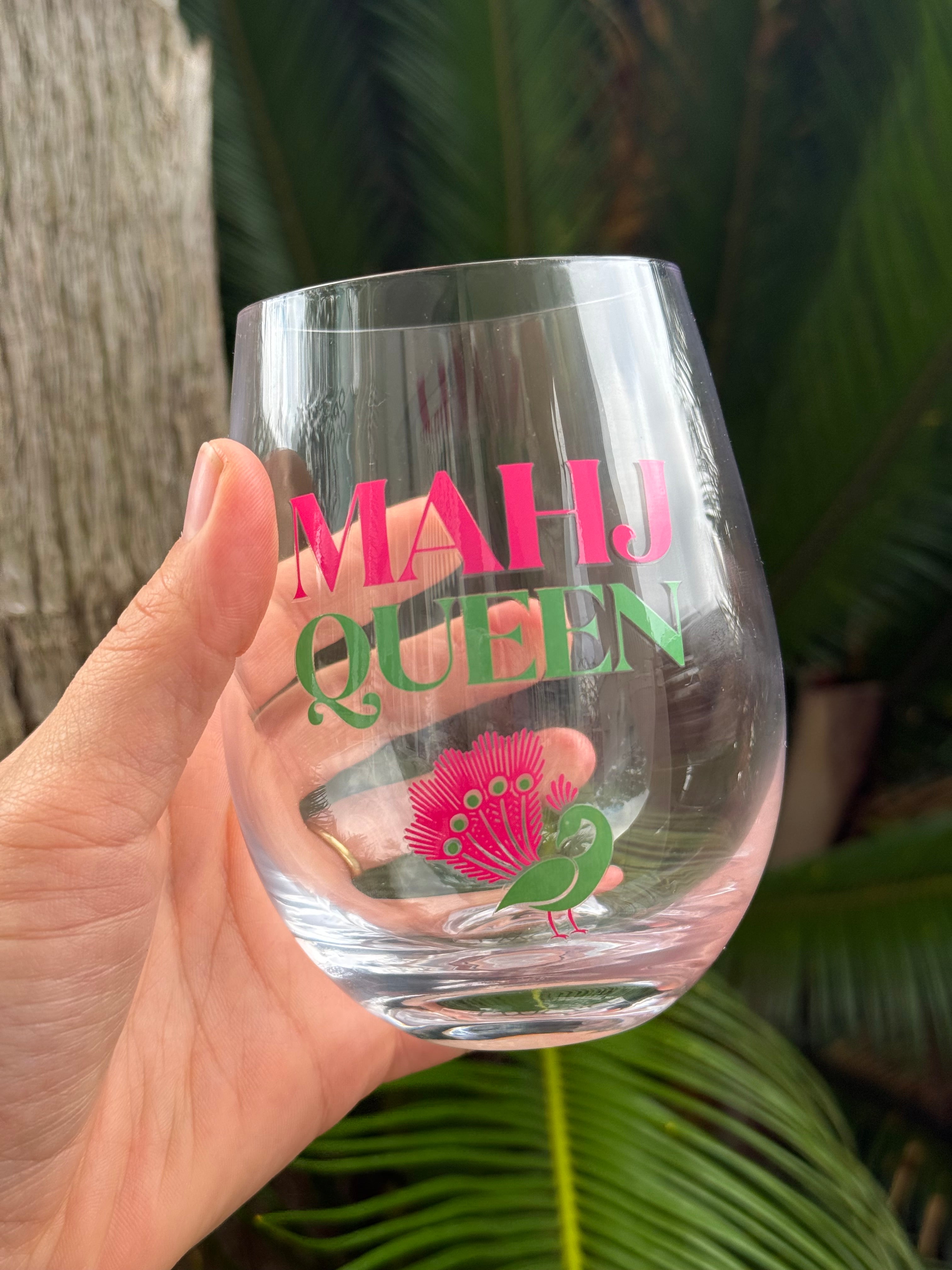 Mahj Queen Stemless Wine Glass