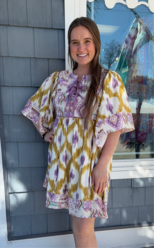 Golden Yellow Mix Print dress