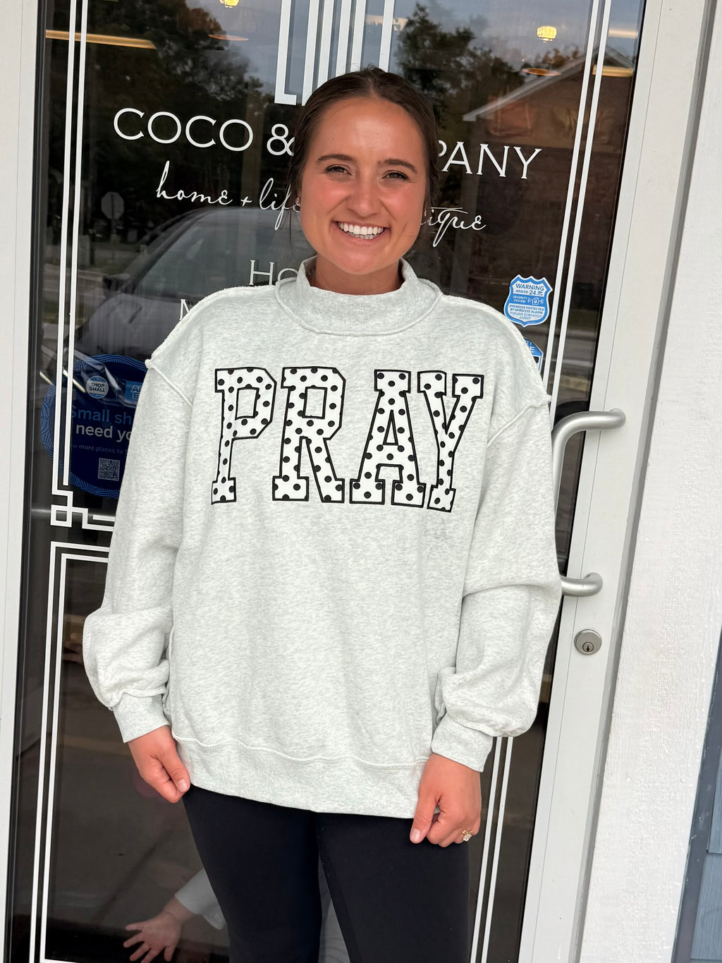 Gray Pray Polka Dot Embroidered Sweatshirt