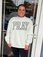 Gray Pray Polka Dot Embroidered Sweatshirt