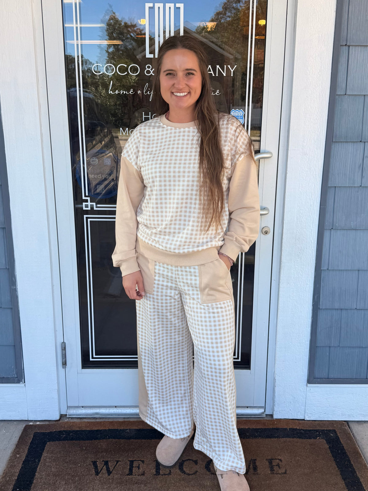 Checkered Wide Leg Pant Set