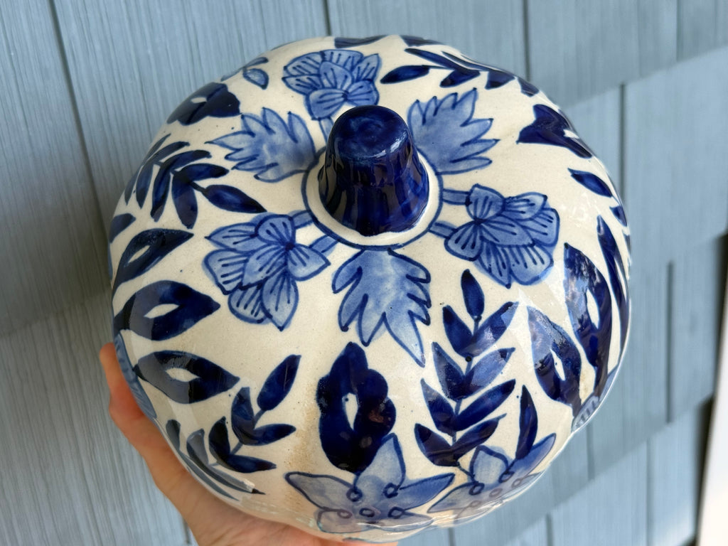 Blue & White Glass Pumpkins
