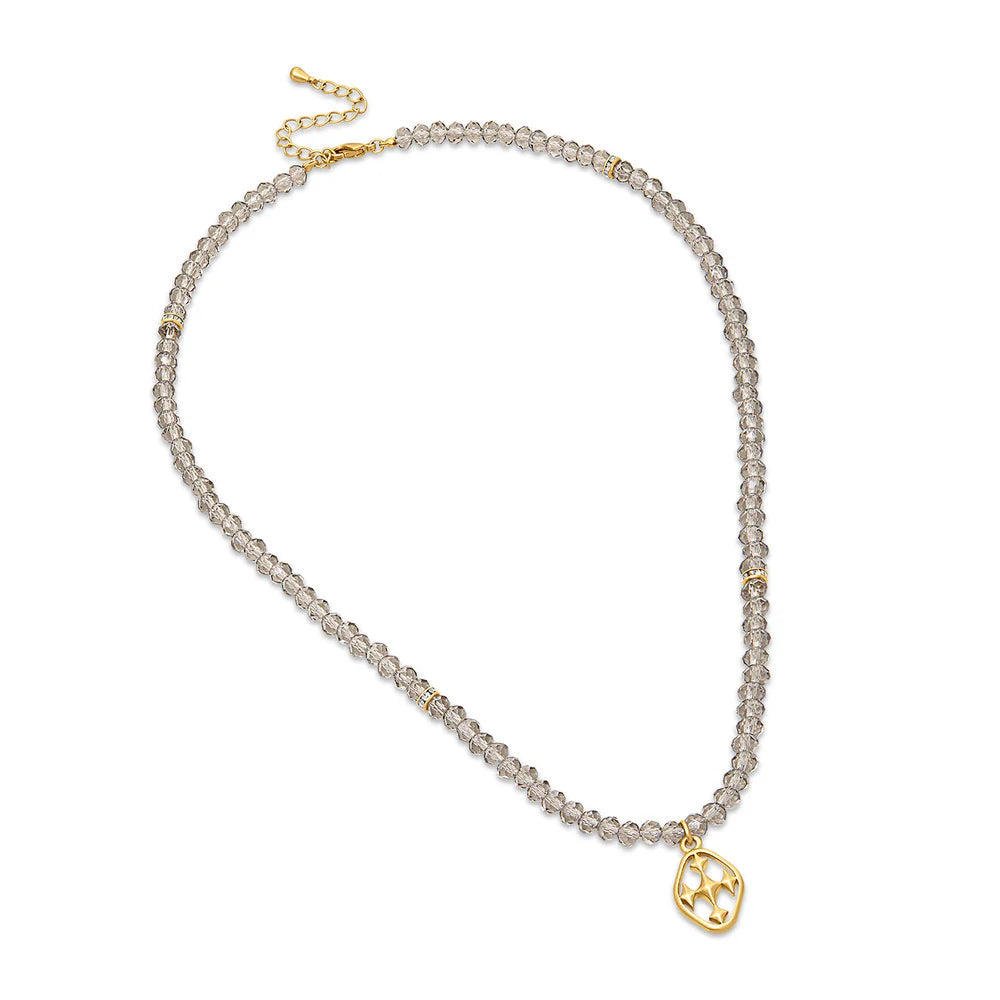 Gray Adjustable Beaded Prayer Necklace