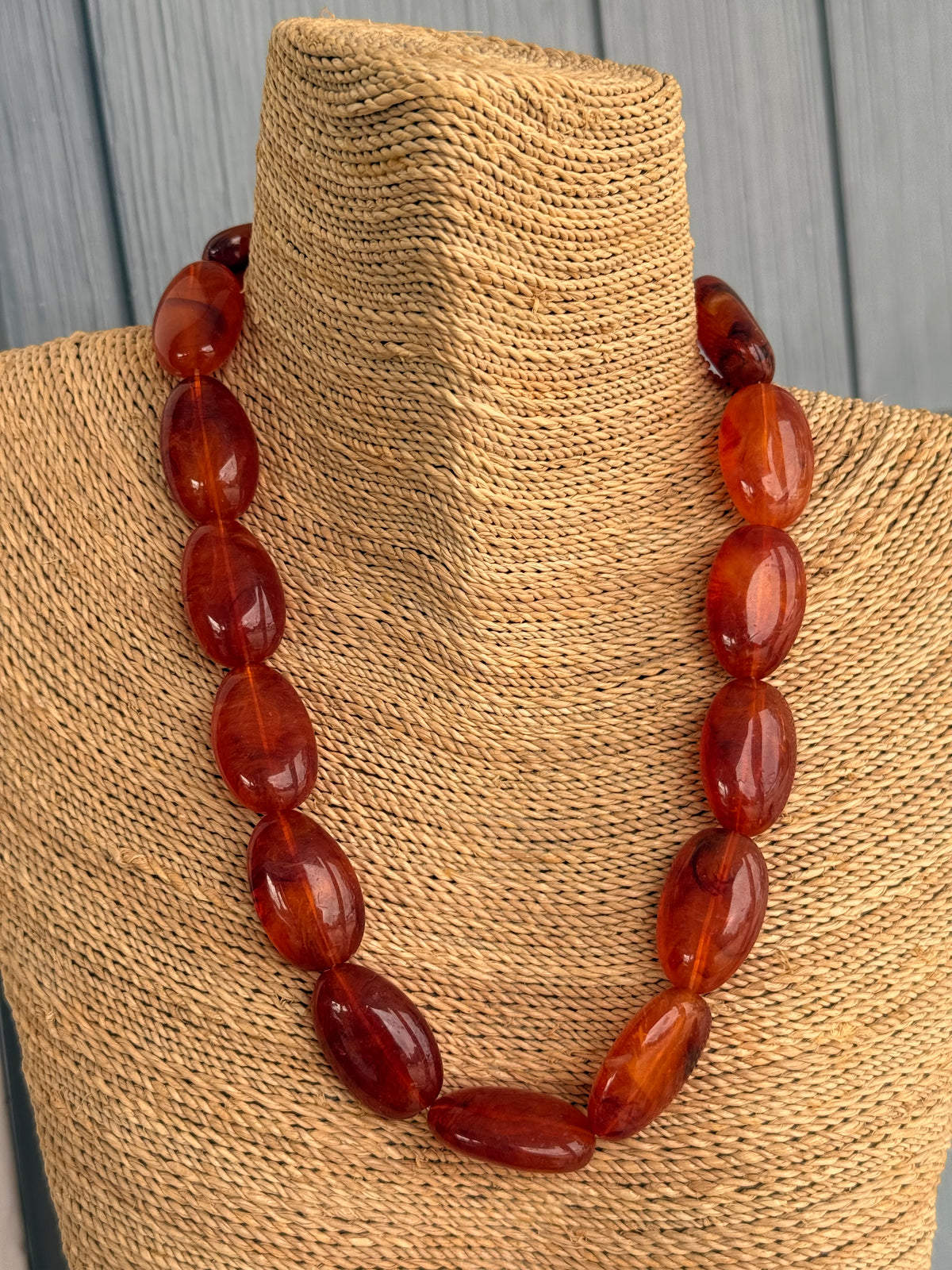 Tortoise Oval Beaded Necklace