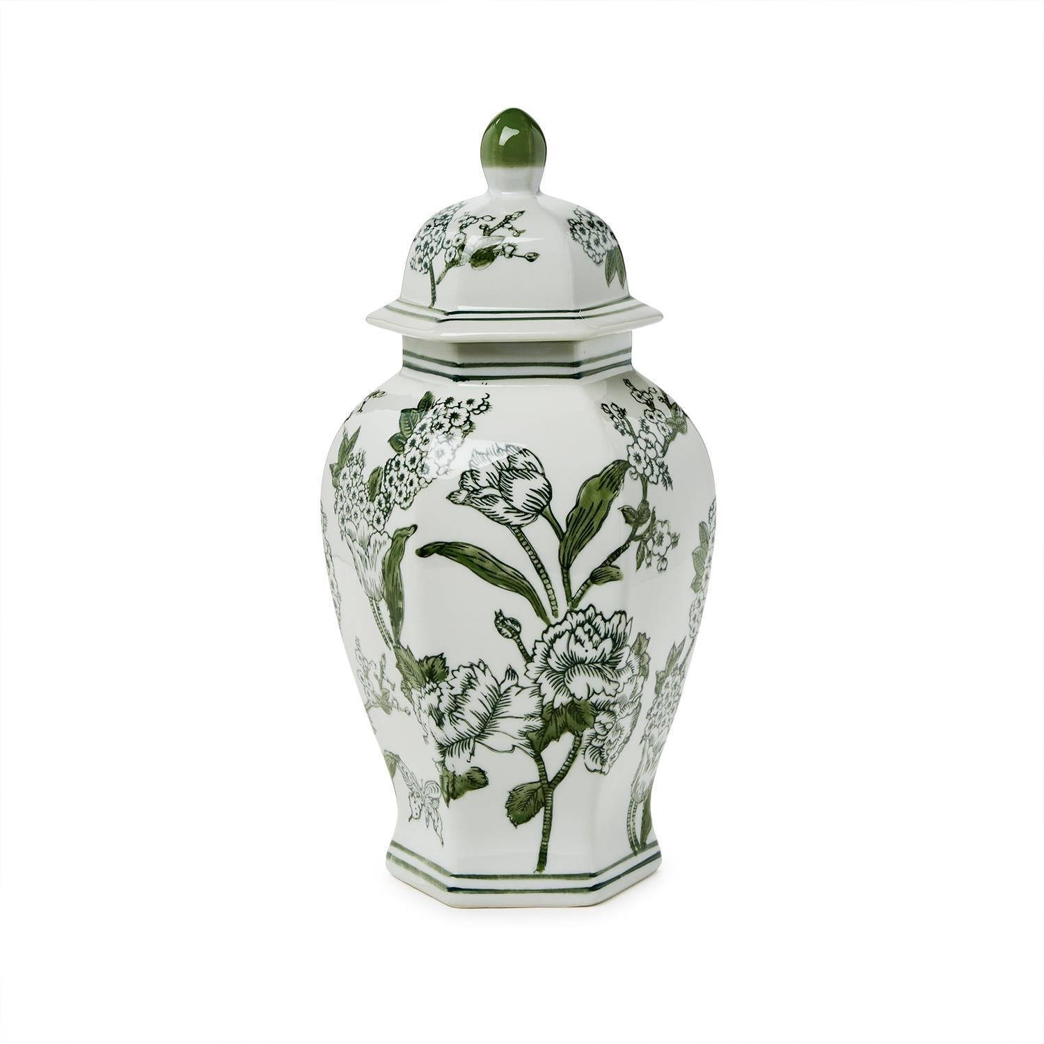 Green & White Temple Jar