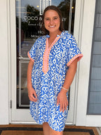 Blue Patchwork Dress