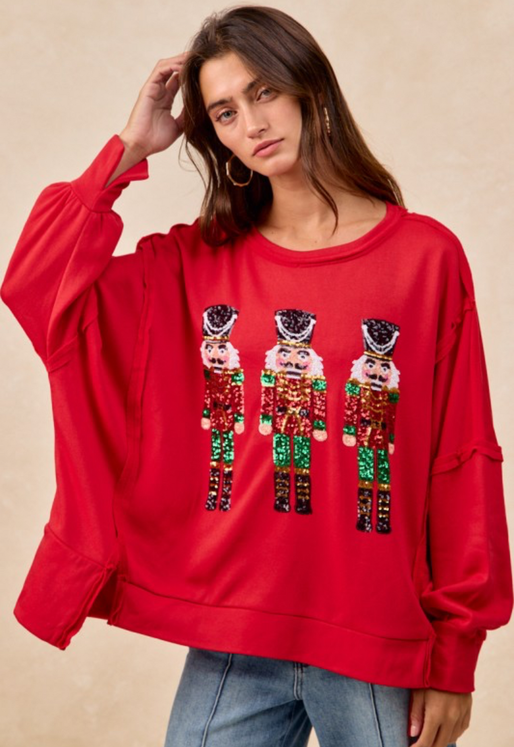 Red Nutcracker Sequin Top