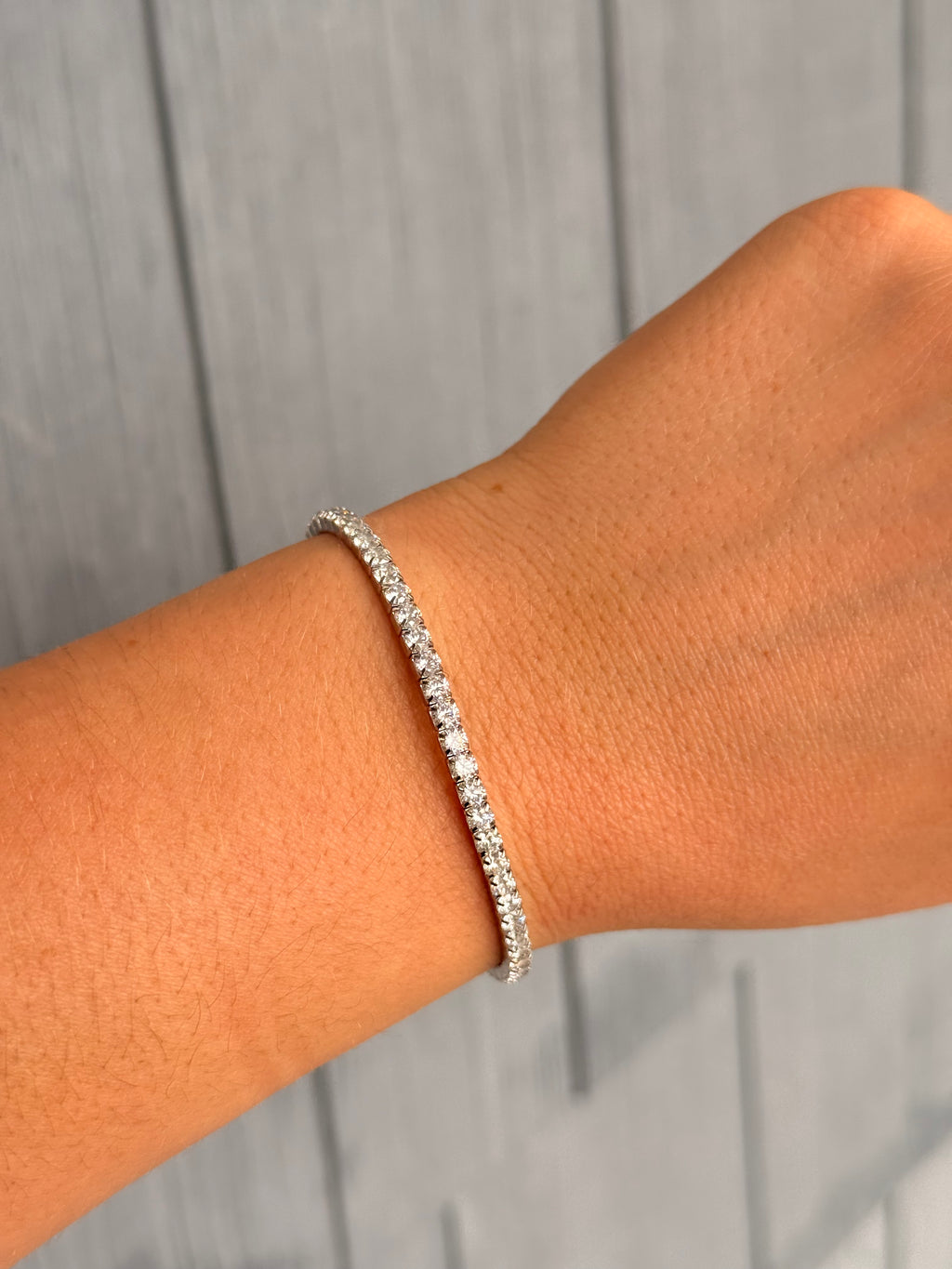 Cubic Zirconia Stretch Tennis Bracelet- Silver Cristina V.