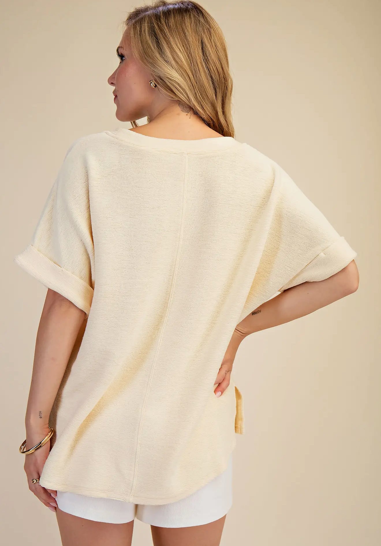 Light Yellow Dolman Sleeve Knit Top