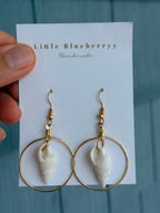 Small White Shell & Gold Handcrafted Earrings - Little Blueberry