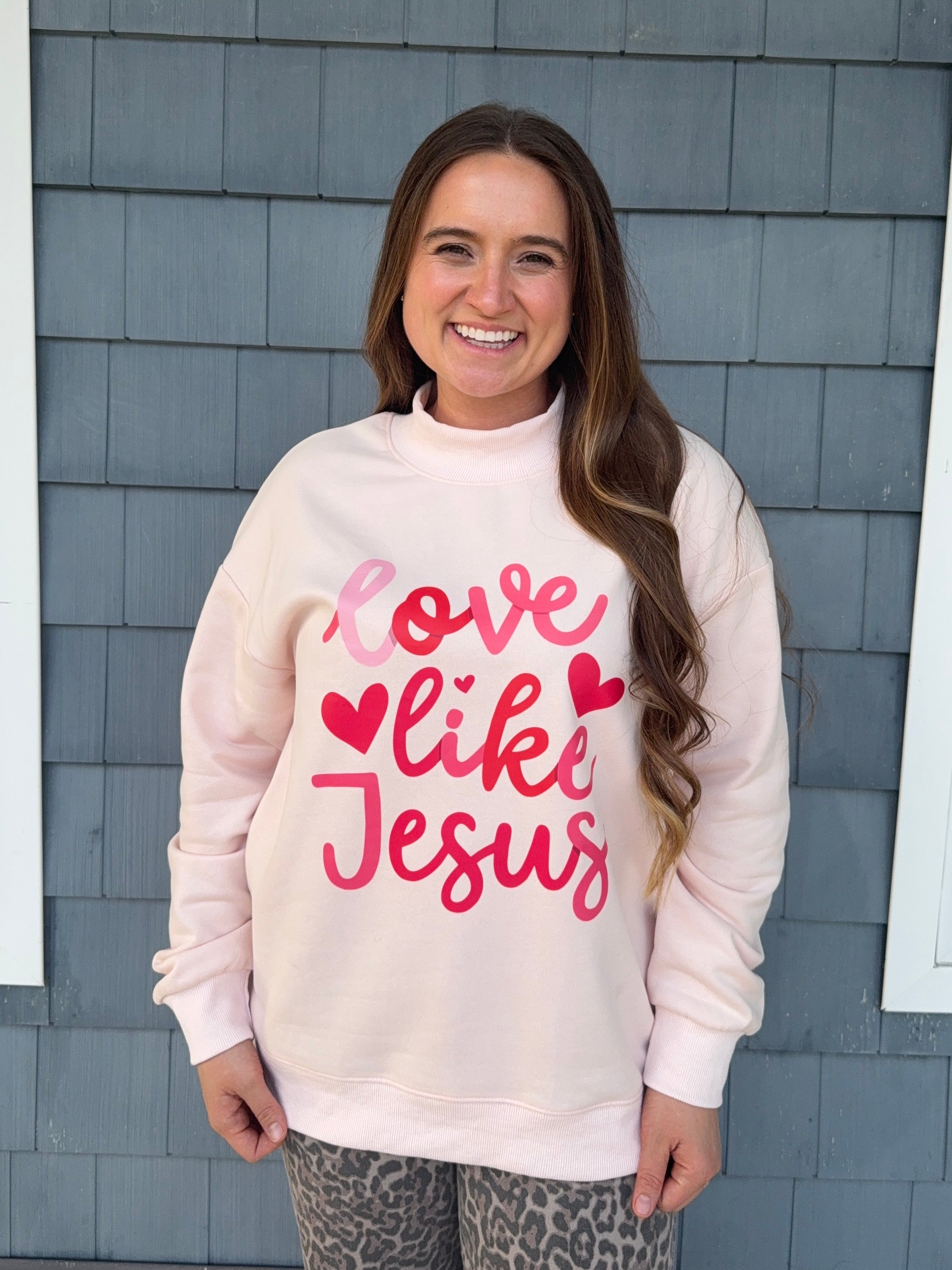 Love like Jesus Oversized Mock Neck Sweatshirt