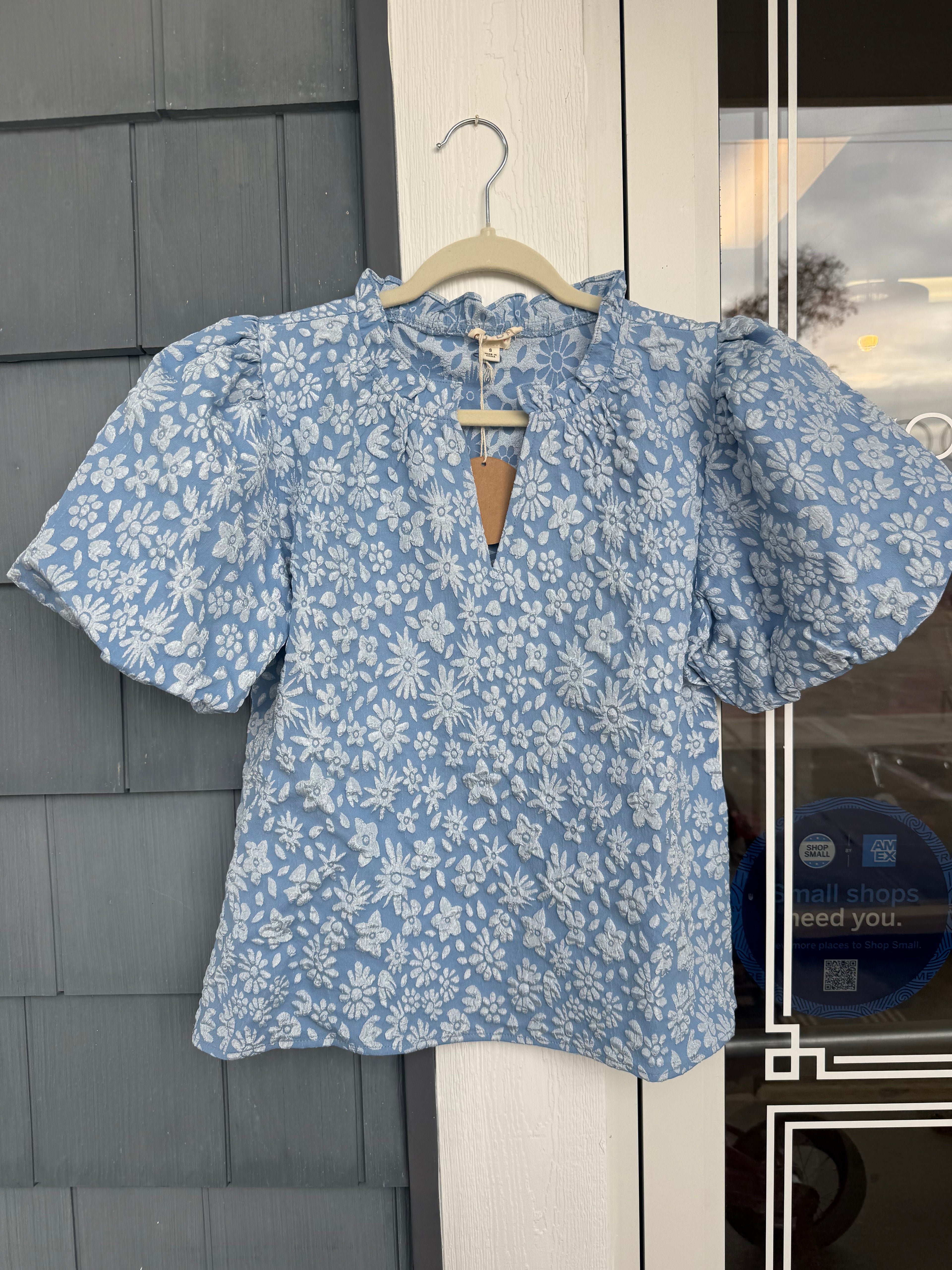 Light Blue Floral Pattern Texture Top