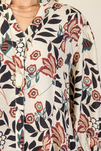 Floral Burgundy Printed 3/4 Sleeve Dress