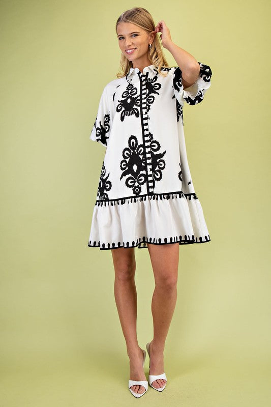 PREORDER: Off White Bold Print Mini Dress