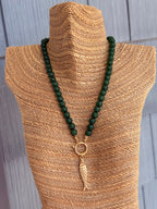 Sardine Charm Green Beaded Necklace