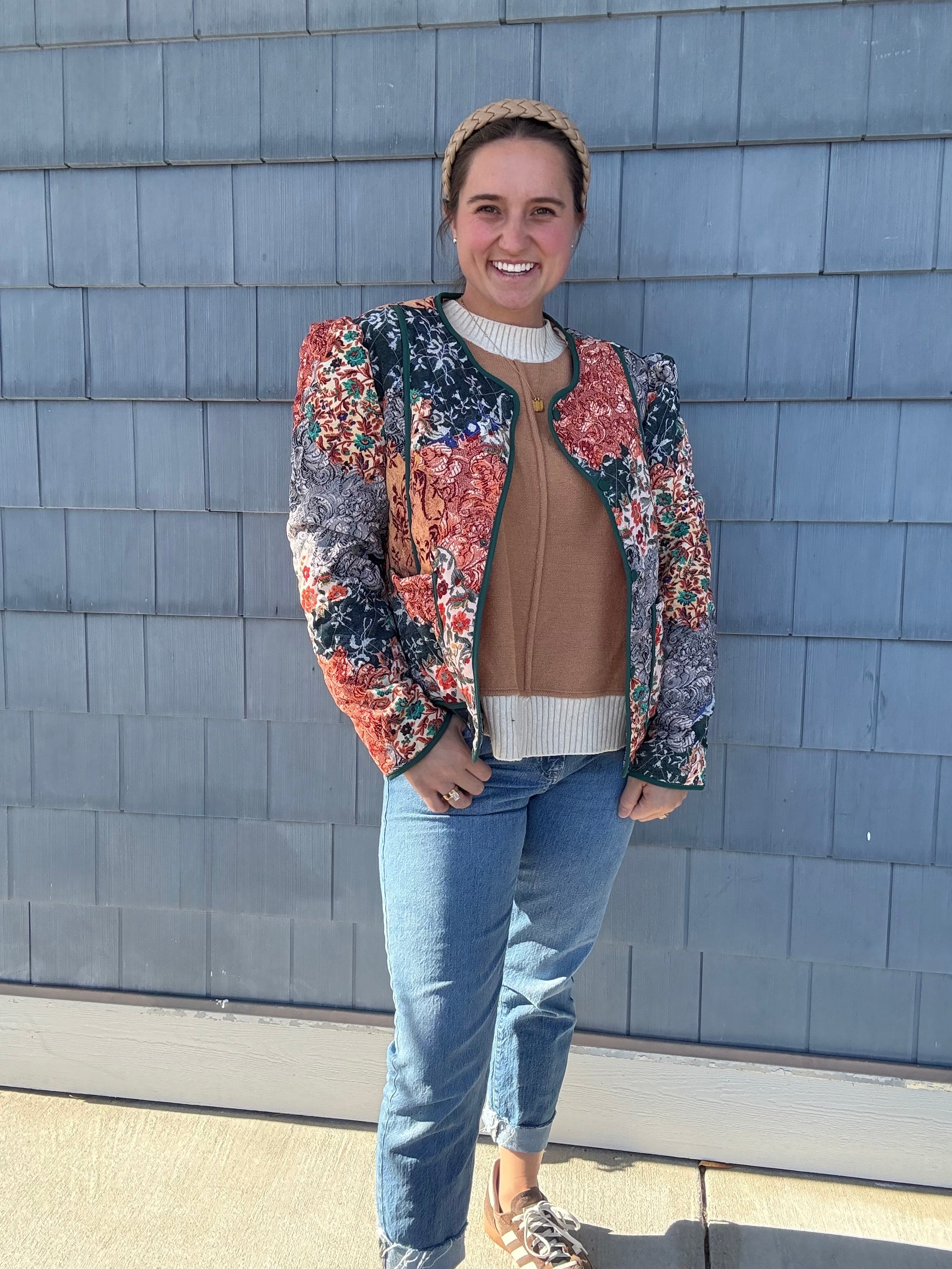 Navy Patchwork Quilted Jacket