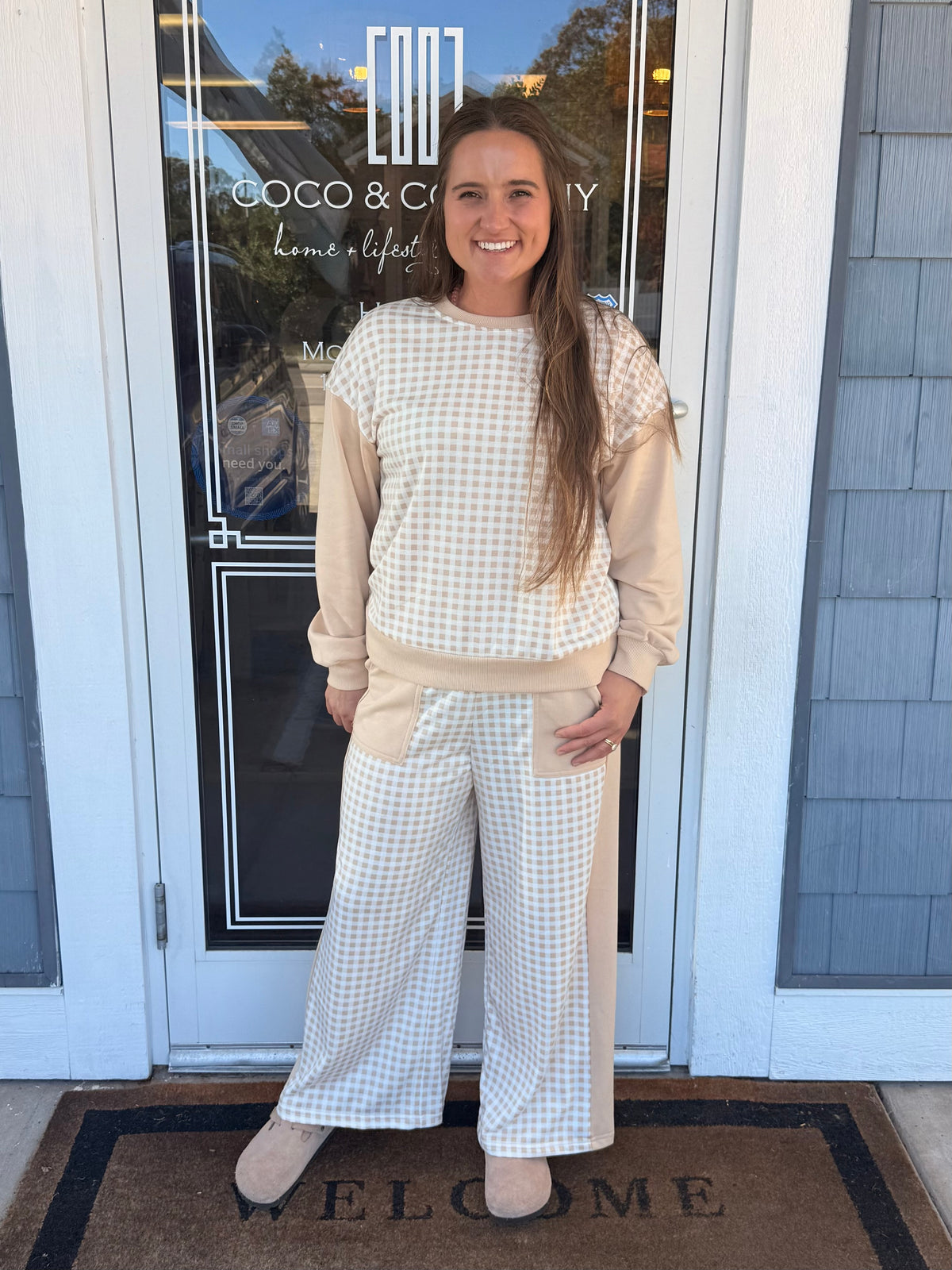 Checkered Wide Leg Pant Set