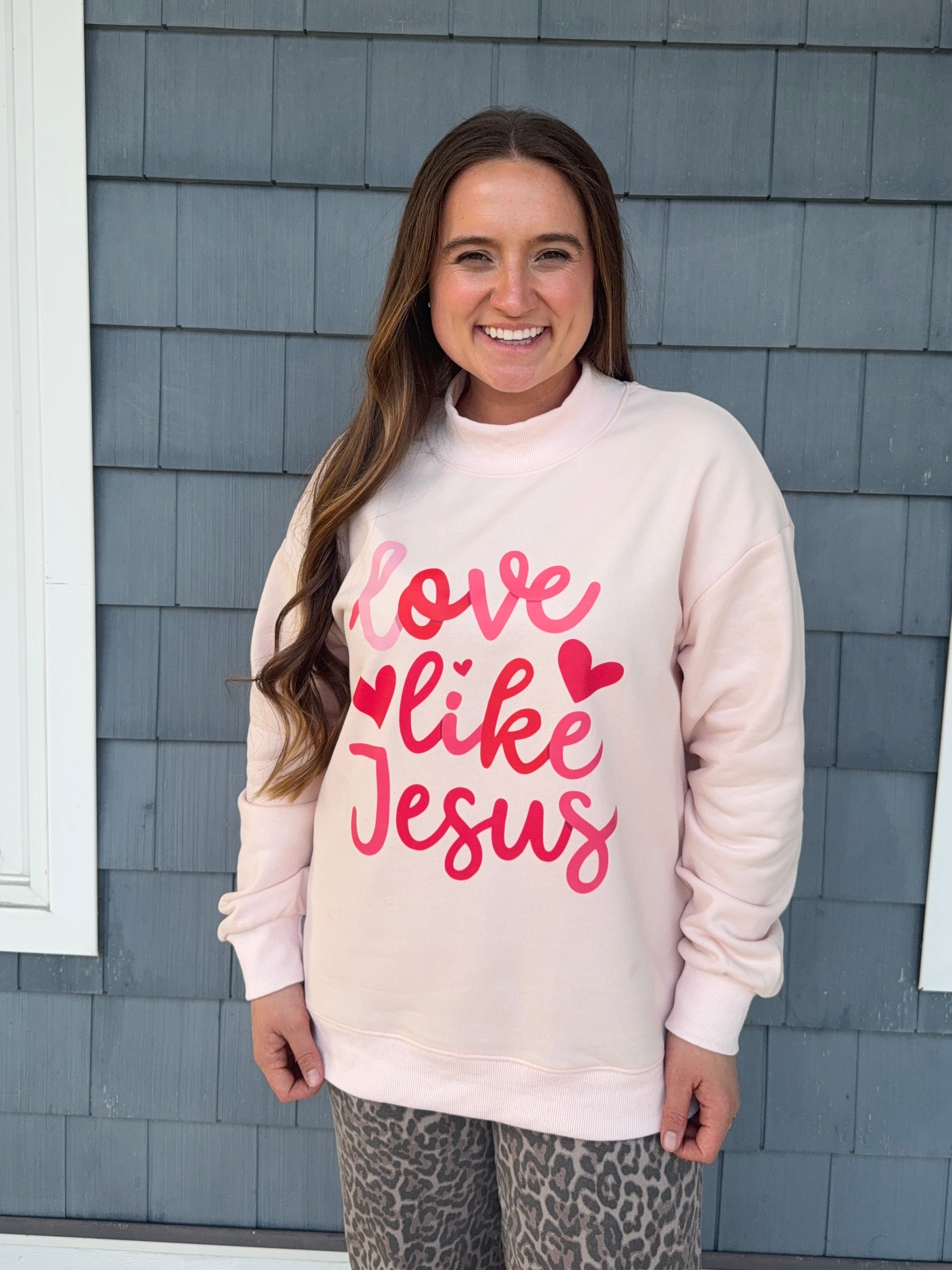 Love like Jesus Oversized Mock Neck Sweatshirt