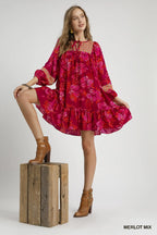 Hibiscus & Vine Merlot Mix Dress