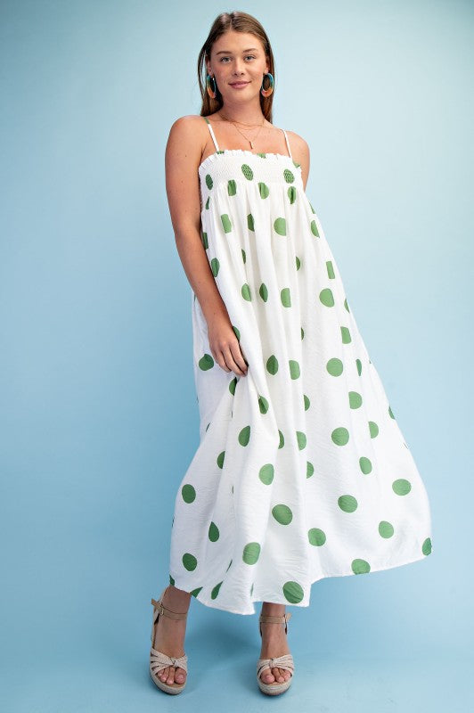 Green Polka Dot Maxi Dress